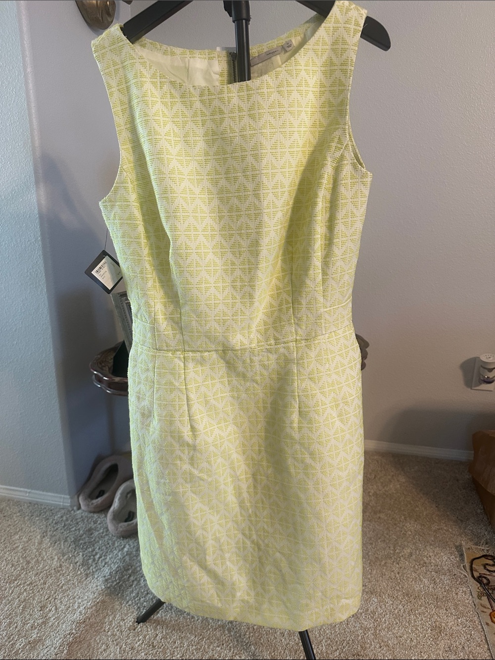 Halogen Yellow Geometric Midi Sheath Dress